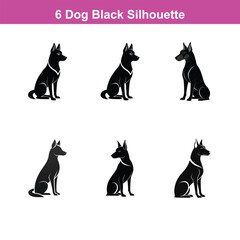 A black dog vector silhouette,Dog Breeds Silhouette Set,Dogs Icon Set