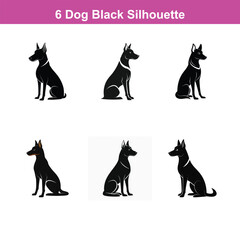 A black dog vector silhouette,Dog Breeds Silhouette Set,Dogs Icon Set