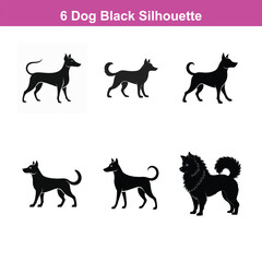 A black dog vector silhouette,Dog Breeds Silhouette Set,Dogs Icon Set
