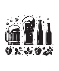Beer mug of beer silhouette vector Illustration isolated on white background.