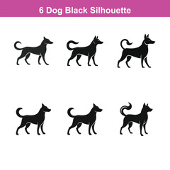 A black dog vector silhouette,Dog Breeds Silhouette Set,Dogs Icon Set