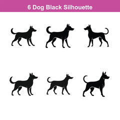 A black dog vector silhouette,Dog Breeds Silhouette Set,Dogs Icon Set