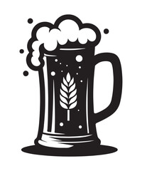 Beer mug of beer silhouette vector Illustration isolated on white background.