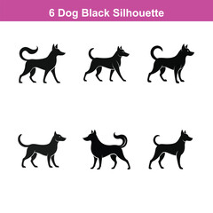 A black dog vector silhouette,Dog Breeds Silhouette Set,Dogs Icon Set