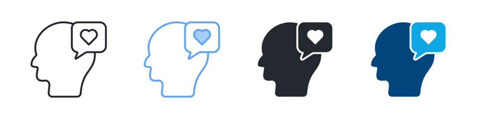 Mental Health Icon Set Multiple Style. Designed In Outline, Blue, Glyph, Dual Tone