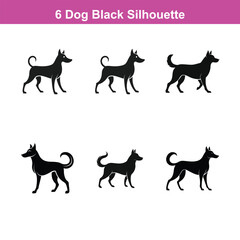 A black dog vector silhouette,Dog Breeds Silhouette Set,Dogs Icon Set