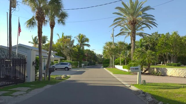 POV driving on Casey Key scenic road in sunny Florida.