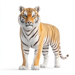 Obraz premium Majestic Orange and Black Tiger on White Background