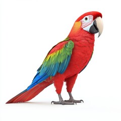 Fototapeta premium Scarlet Macaw Parrot on White Background