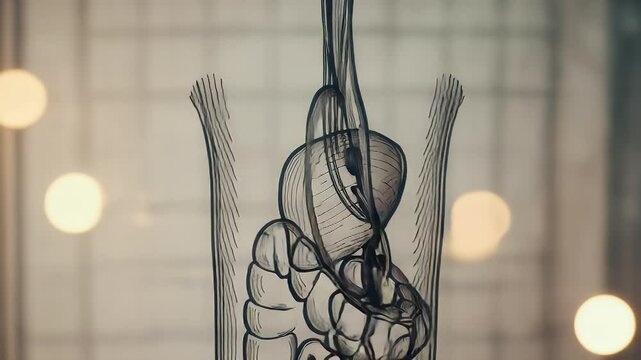 Human digestive system anatomy detailed monochrome illustration
