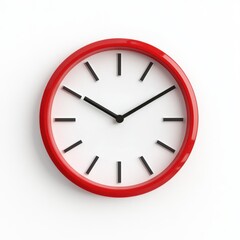 Red Round Wall Clock on White Background