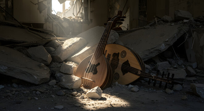 reeds and sunlight in a ruined house - Powered by Adobe