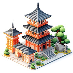 3D icon of ancient Chinese architectural