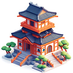 3D icon of ancient Chinese architectural