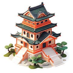 3D icon of ancient Chinese architectural