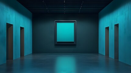 Modern Teal Gallery Interior with Framed Artwork