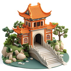 3D icon of ancient Chinese architectural