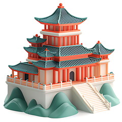 3D icon of ancient Chinese architectural