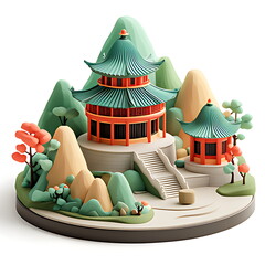 3D icon of ancient Chinese architectural