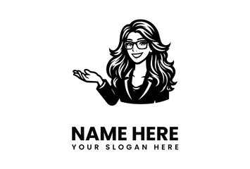 A smiling woman with glasses, dressed in a blazer, gestures with her hand.