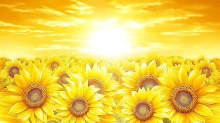 Vibrant Sunflowers Under the Radiant Sun: A Summer Field of Yellow Beauty