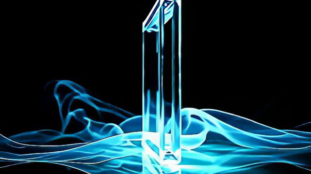 Fluctuating in tranquil harmony, the Geometric crystal Border Frame spinning in slow rotation is adorned with ethereal wisps of aquamarine light that ebb and flow around it, creating an
