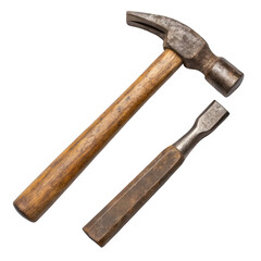 old hammer isolated on white
