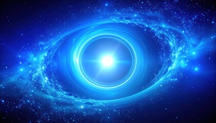 Obraz premium A mesmerizing cosmic eye with vibrant blue hues and a radiant star at its center, set against a starry backdrop