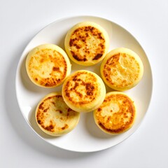 Fototapeta premium Deliciously Golden Pan Fried Sweet Cheese Pancakes for a Perfect Breakfast Delight