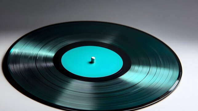 Teal Vinyl Record Closeup Photography Music Album