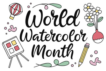 WORLD WATERCOLOR MONTH vector illustration