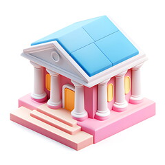 3D icon of a bank building