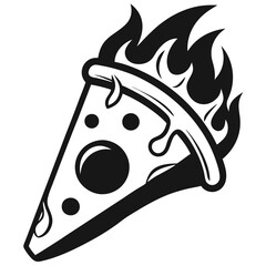 Tattoo of a slice pizza with fire vector design
