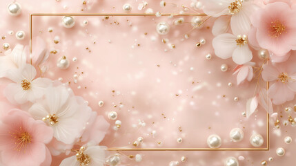Cute background wallpaper with pink flowers and pearls