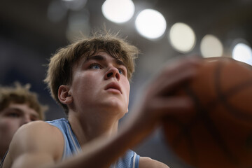 player intensely focused on ball during game with slight look of surprise on their face