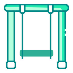 swing green filled line icon for play tool in daycare outdoor area