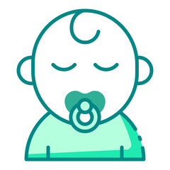 baby boy green filled line icon for toddler care and early day moment