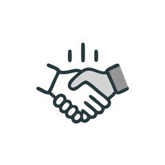 Successful negotiation icon featuring a simple handshake symbol for agreements. Suitable for business presentations, infographics, and website designs.