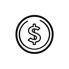 Obraz premium Dollar Sign Coin Outline Icon Isolated on a Clean White Background Design