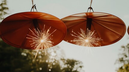 Sparkling Celebrations: Festive Firework Display Under Copper Shade Structures
