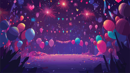 Vibrant Birthday Party Fireworks Celebration Vector Illustration