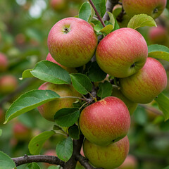 Obraz premium red apples on a tree