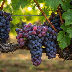 Fototapeta premium red grapes on vine