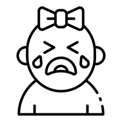 crying baby outline icon for emotion in early girl care space