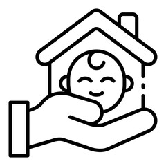 daycare outline icon for safe child care and early help zone