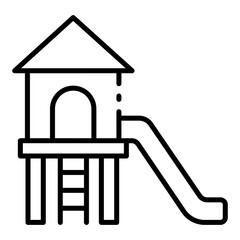 slide outline icon for play structure in outdoor child fun