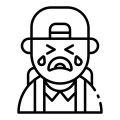 crying boy outline icon for sad moment in care time space