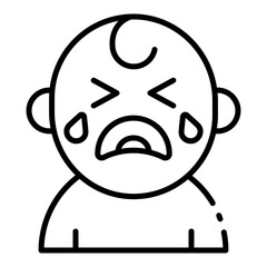 cry baby outline icon for boy emotion in early care space
