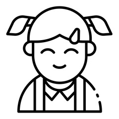 little girl outline icon for female child in daycare group