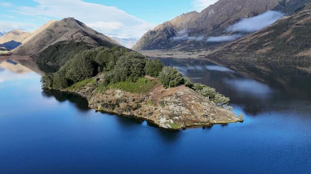 Aerial Journey Over Lake Moke in Queenstown